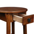thumbnail image 4 of Leick Home 9056-RS Table d'Appoint Ronde de Style Mission avec Tiroir, en Bois Massif, Table d'Appoint pour Salon, Chambre et Bureau, Fini Roux, 4 of 5