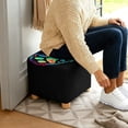 thumbnail image 5 of SCRAWLGOD Paws Heart Print Black Ottoman Cover Square, Stretch Ottoman Cover, Anti Dust Ottomans Slipcover Square Washable Foot Stool Covers with Elastic Bottom, 5 of 7