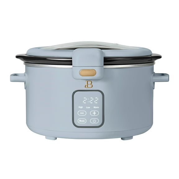 Beautiful 4 Qt Digital Slow Cooker with Hinged Locking Lid, Cornflower Blue by Drew Barrymore