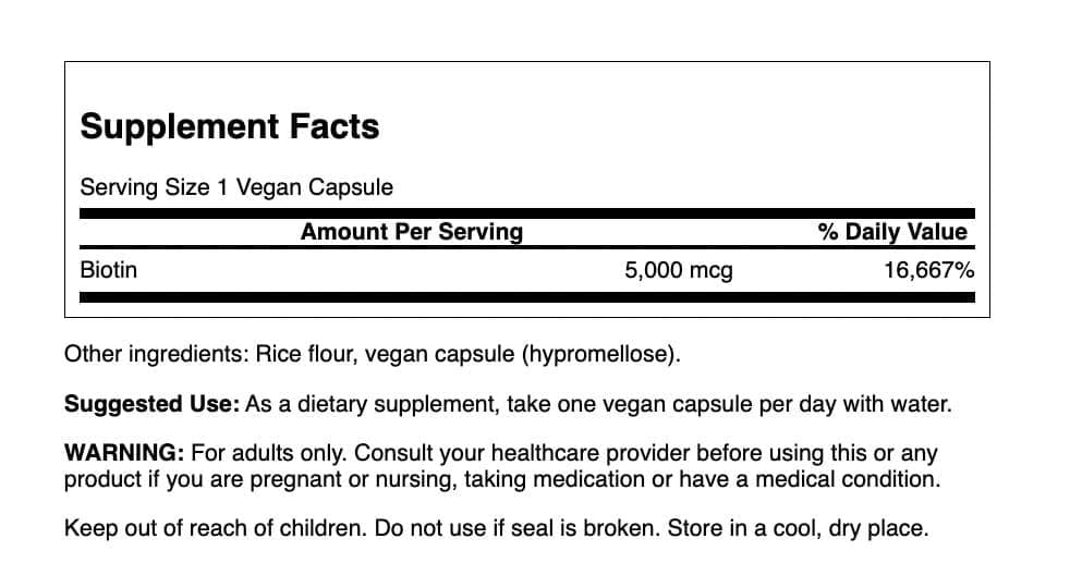 Swanson Biotin 5,000 mcg 100 Caps 2 Pack