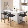 thumbnail image 2 of Set of 2 counter - height bar stools con back y footrest: pu leather forrado bar sillas para kitchen island, dining room, y home bar in gris, 2 of 7