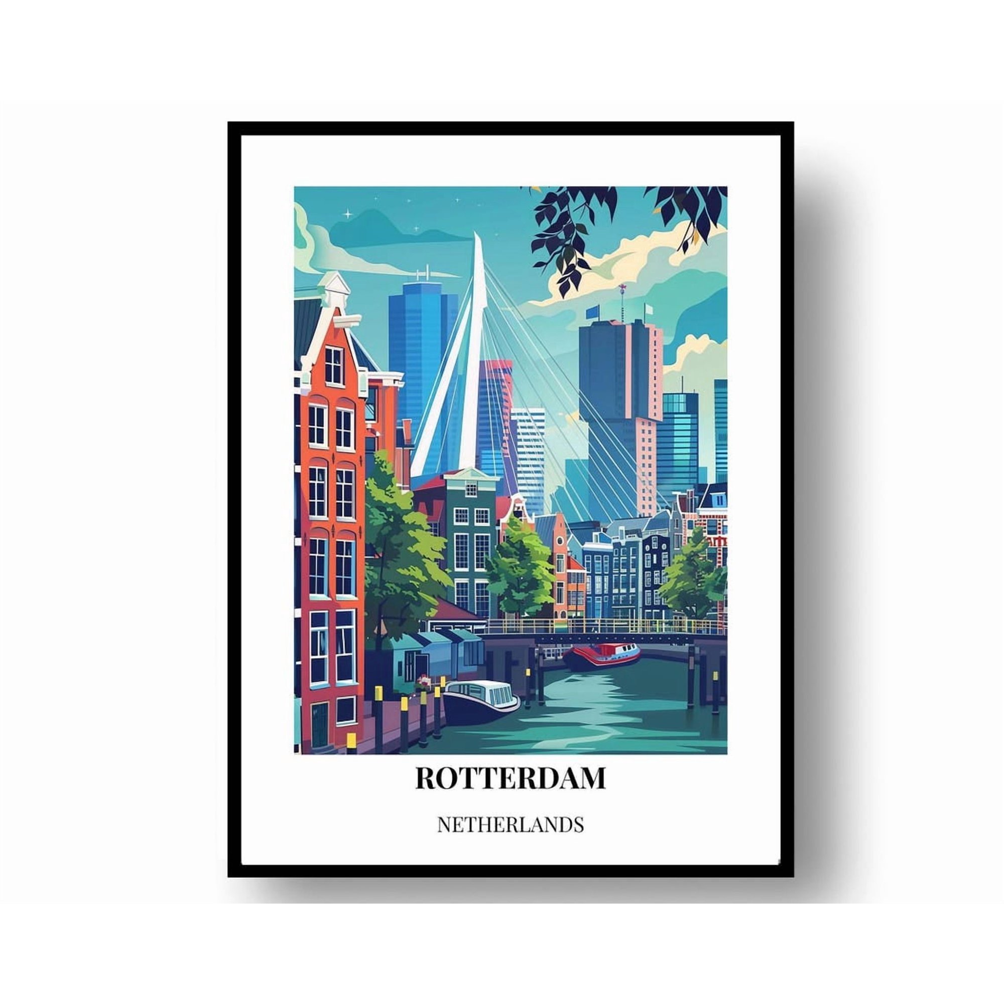 Rotterdam Travel Poster Netherlands Cityscape