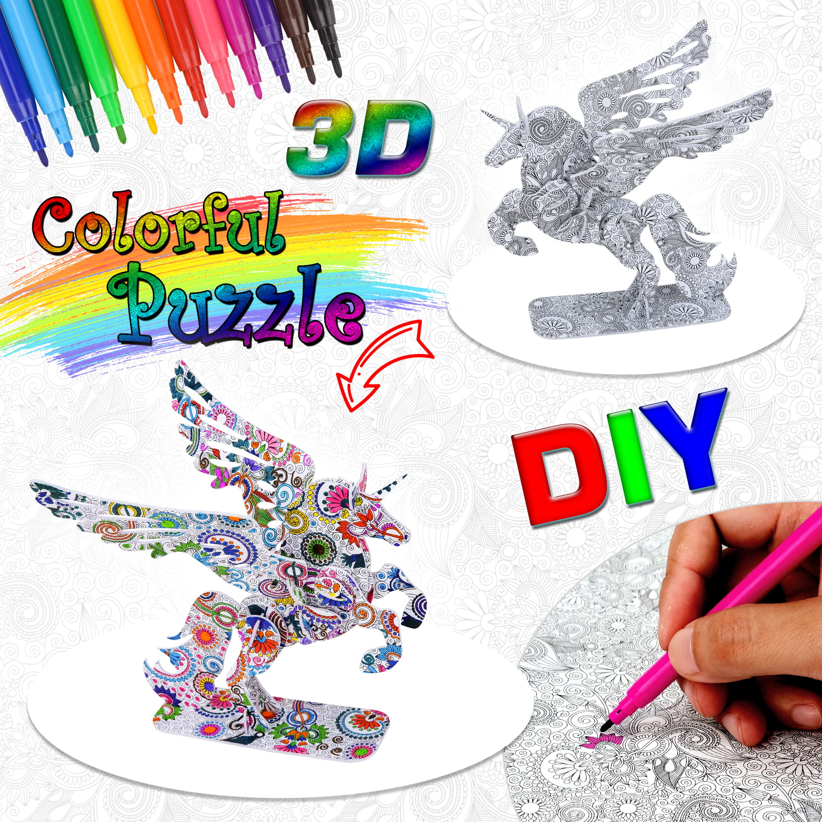 Rainbow Dreams 3D Coloring Set : Bring Images to Life - Exit9 Gift Emporium
