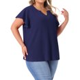 thumbnail image 2 of DARING DIVA Women's Plus Tops V Neck Ruffle T Shirt Blouses 3X Navy Blue, 2 of 6