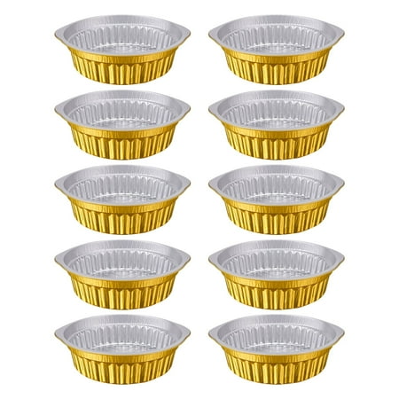 

LIJCC Aluminum Foil Lunch Box Oven 11 5Inch Round Deepening Gold Aluminum Foil Pans with Lids Chafing Dish Heavy Duty Disposable Hot Pot 10 Set for Microwave & Oven Cooking