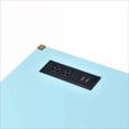 thumbnail image 2 of Desks: Modern Baby Blue & Gold Writing Desk with USB Ports, Built-in Outlets, 30.5"H x 42.5"W x 20.5"D | Blue+Gold | MDF+Metal, 2 of 6