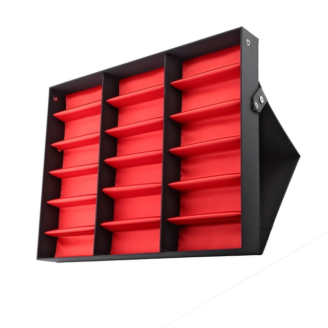 Estuche de almacenamiento Jadeshay 18 rejillas organizador de gafas negro y rojo