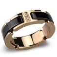 thumbnail image 1 of Bague en Acier Inoxydable IP Or Rose avec Céramique en Jet - Taille 7, 1 of 1