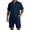 Navy, variant on Domzest Mens Two Piece Short Set Quarter Zip Short Sleeve Polo Shirts & Elastic Waist Shorts Summer Outfits Tracksuits Blue L