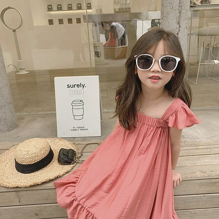 

GOODLY Summer Baby Girls Dress Short Sleeve Backless Swing Skirt Toddler Sweet Fly Sleeve Dresses Party Birthday Princess Skirts