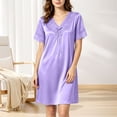 thumbnail image 6 of Bovxnpu Womens Nightgown Sleepshirt Pajama Dress Lace V Neck Casual Dress With Built In Bra Loungewear Sleepwear, 6 of 8