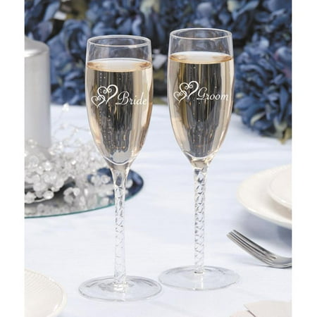 Bride Dragging Groom - Darice Bride Groom Twisted Champ. Glasses