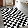 thumbnail image 3 of 2.7x5 Area Rugs, Black White Plaid Non-Skid Rubber Backing Large Rectangle Rugs - Living Room Bedroom Home Office, Farmhouse Modern Minimalist Geometric Indoor Floor Mat Carpets Washable Rug, 3 of 9