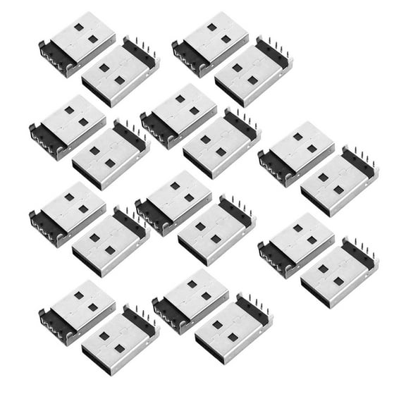 20pcs 90 Degree 4-Pin DIP Through Point USB2.0 A Male Plug Jack Socket