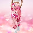 thumbnail image 2 of Pantalons Décontractés pour Femmes Mode Décontractée Saint-Valentin Imprimé Amusant Taille Élastiquée Survêtement Pantalons de Survêtement pour Femmes Rouge Melon D\'eau TG, 2 of 4