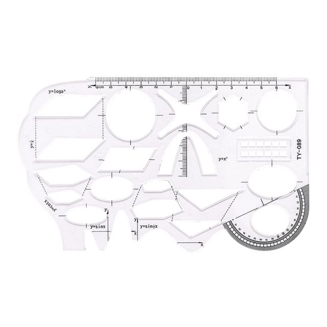 1 pieza de regla de geometría transparente, plantillas arquitectónicas, plantilla de dibujo, plantilla de arquitectura, regla de dibujo hueca, formas de 7,56x4,53 pulgadas