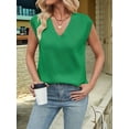 thumbnail image 6 of Womens V Neck Sweater Vest Oversized Ribbed Knit Sleeveless Casual Loose Fit Pullover Tank Top Green XL, 6 of 9