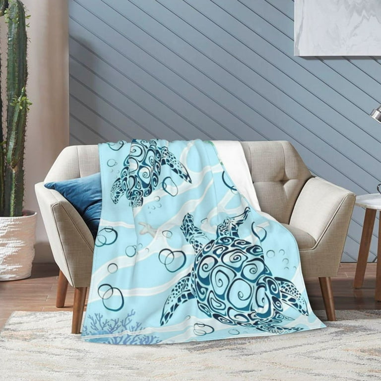 Sea Turtle Blanket Ocean Super Soft Fleece Throw Blanket Cozy Warm Blanket for Couch Bed Sofa 50