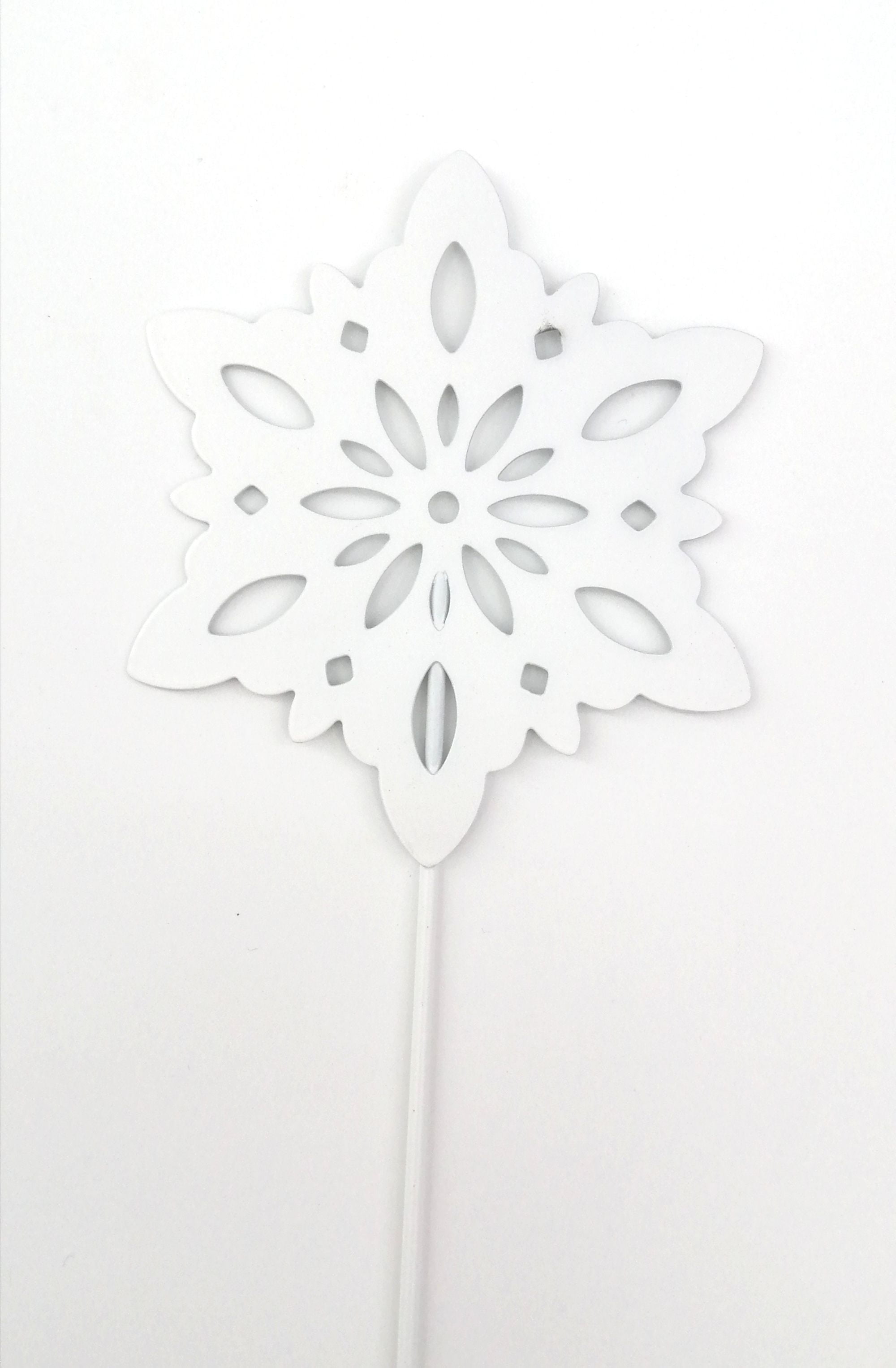 Holiday Time Metal White Snowflake Yard Stake, 17 Inch Height