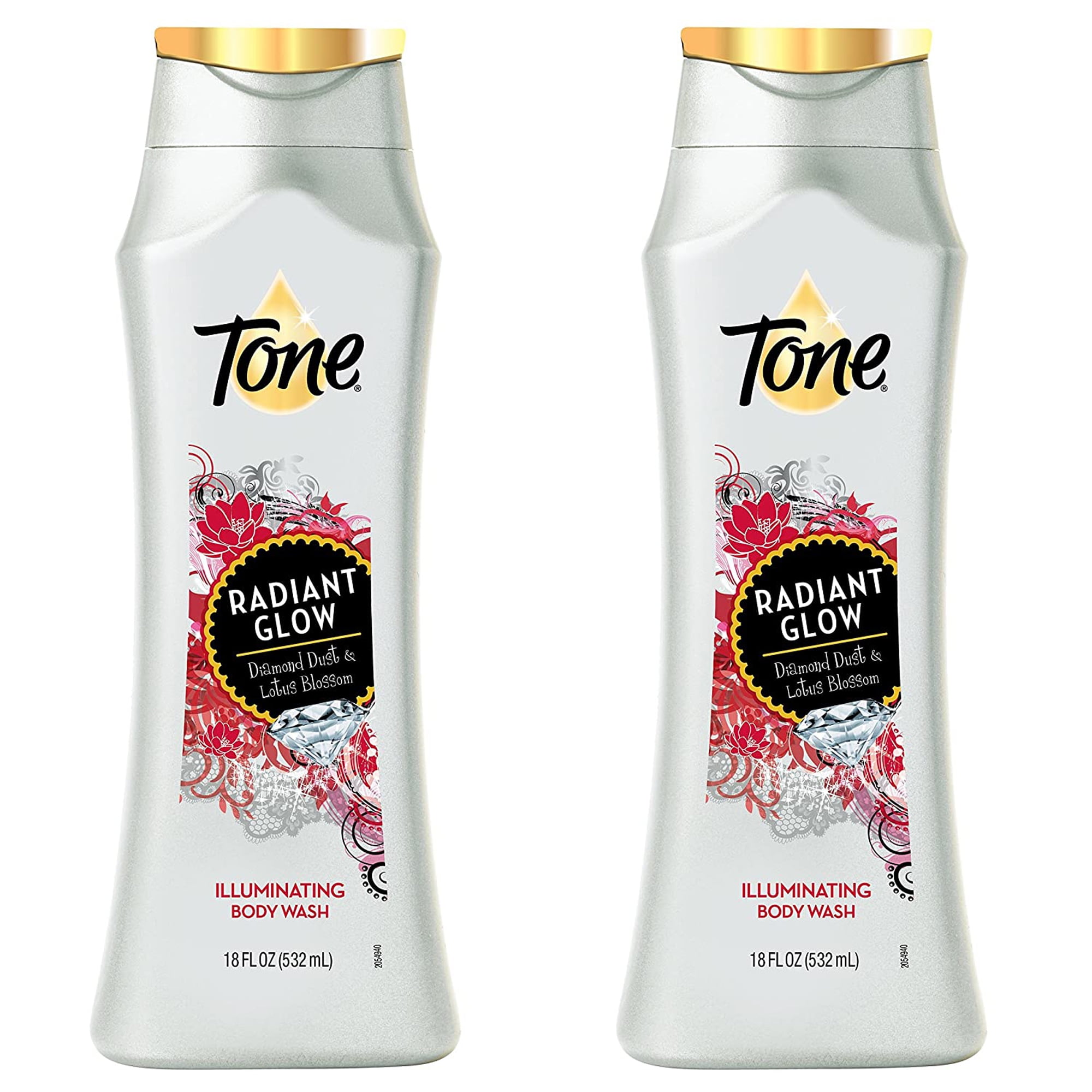 (2 Pack) Tone Body Wash, Radiant Glow, 18 Ounce