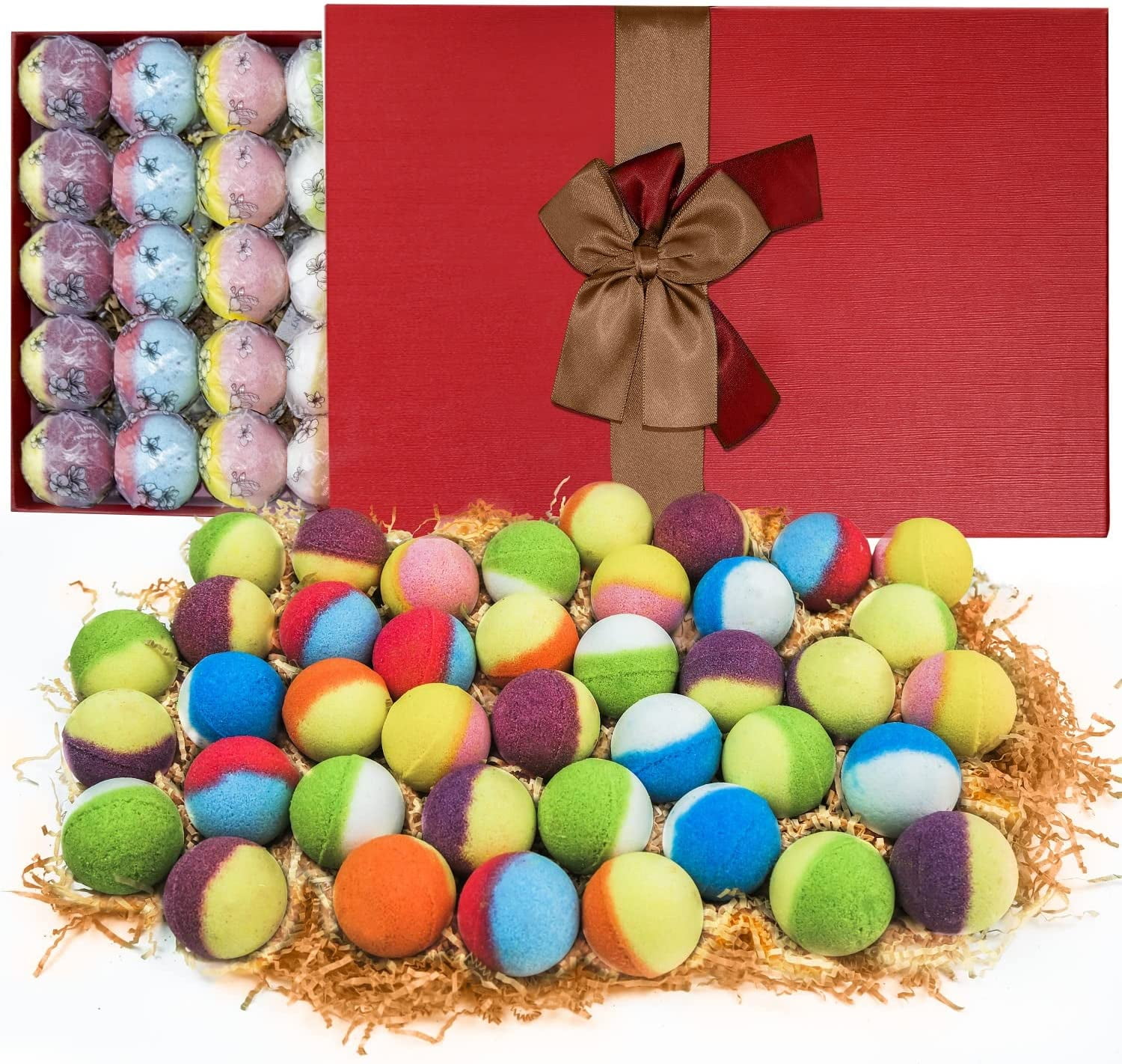 40 Pcs Organic Bath Bombs, Bath Bomb Gift Set, Family Pack Mini Bath