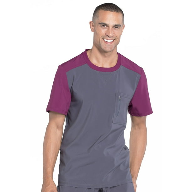 Cherokee Cherokee Infinity Scrubs Top for Men Colorblock Crew Neck