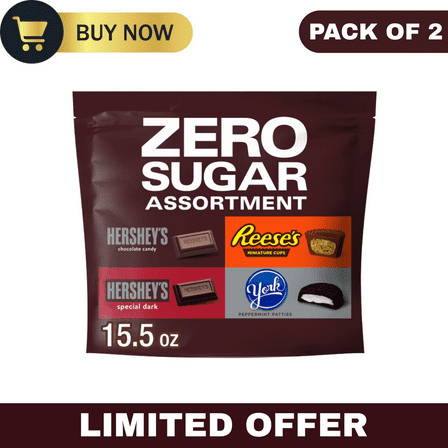 Hershey’s, Reese’s & York Zero Sugar Assorted Flavored Candy Variety Bag, 15.5 oz – Pack of 2