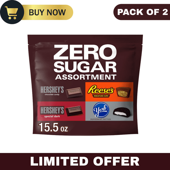 Hershey’s, Reese’s & York Zero Sugar Assorted Flavored Candy Variety Bag, 15.5 oz – Pack of 2