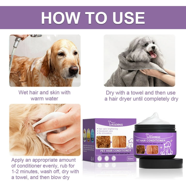 50ml Pet Hair Conditioner for Hair Multifunctional Gentle Cream for Dogs Cats Hair Detangler Dry Skin Fluffy Pliancy Hair Pet Care Supplies