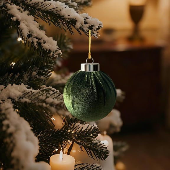 12 Pack Velvet Christmas Ball Ornaments Flocked Christmas Tree Hanging Ornaments Shatterproof Flocked Decorative Balls for Xmas Tree Decorations 3IN A