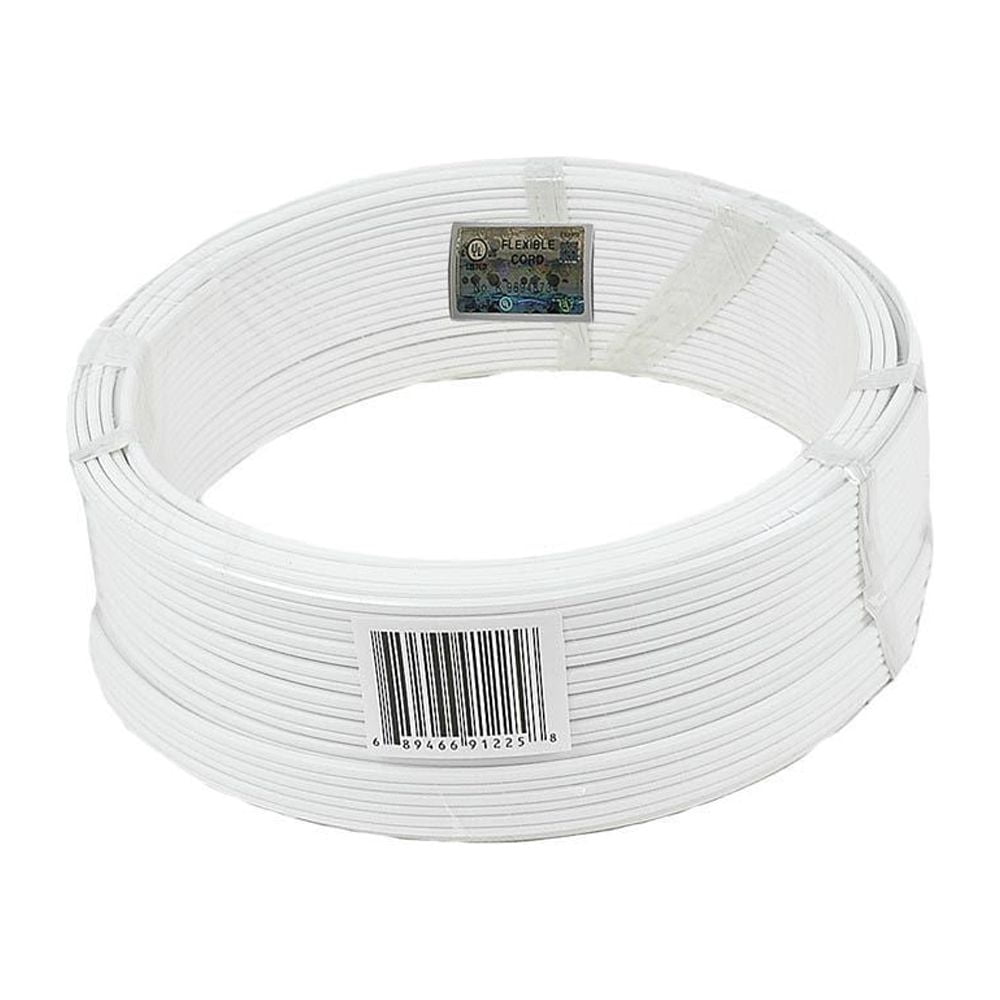 Novelty Lights 100' White SPT-1 Zip Extension Cord Wire Spool, Make Custom Extension Cord, 18 AWG Wire