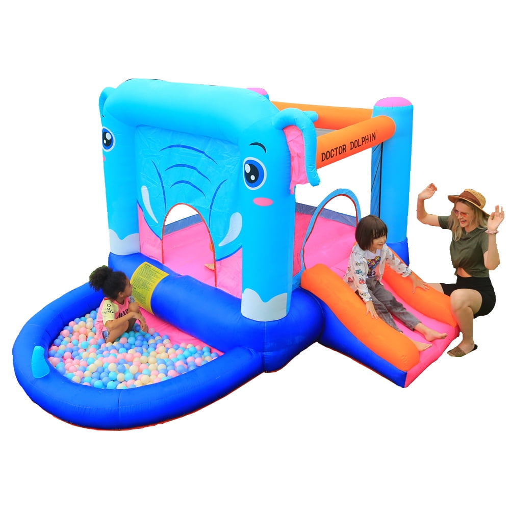 Doctor Dolphin Inflatable Bounce House with Slide for Kids Bouncy
