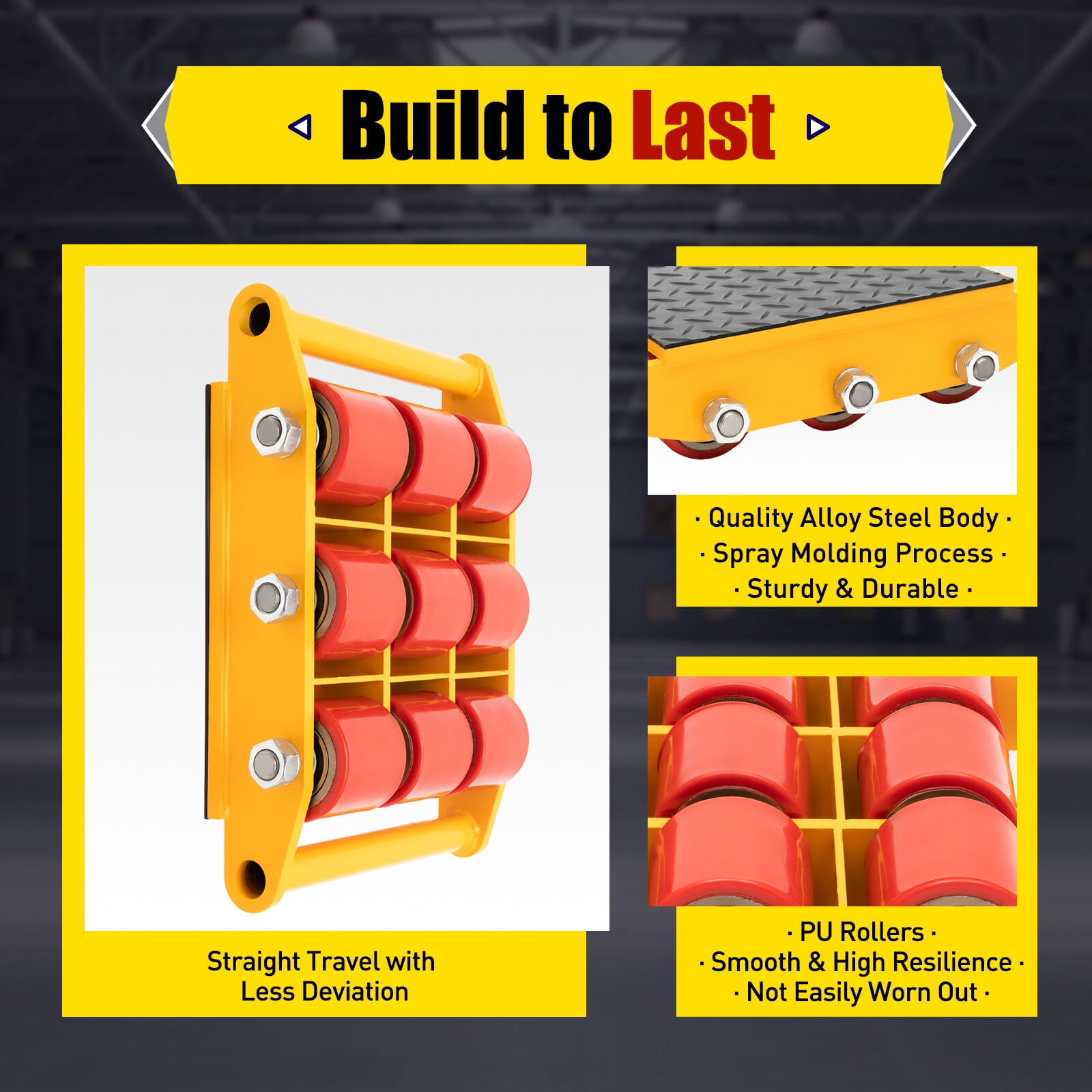 15T Machinery Mover Heavy Machine Dolly Equipment Roller Skates 9 Rollers for Transporting Large And Heavy Objects And Daily Furniture