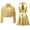 Gold, variant on Girls Jazz Hip Hop Dance Outfits 3Pcs Tracksuit Shiny Metallic Crop Tops with Bomber Jacket and Skirt Set Light Green 6
