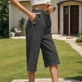 thumbnail image 2 of Zuesphe Summer Pants for Women Plus Women Capri Pants for Summer High Rise Flowy Pants for Women High Waist Cargo Pants Women Wide, 2 of 5