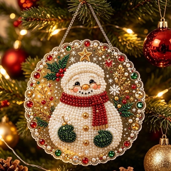 Christmas Pearl Diamond Art Hanging Ornament, Hanging Diamond Art Window Decor