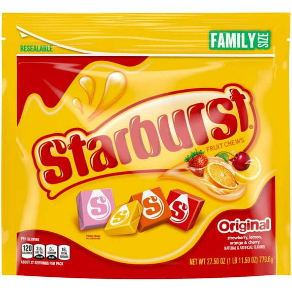2X - Starburst Original Fruit Chews Candy Family Size Bag, 27.5 Ounces