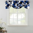 thumbnail image 2 of Tie Up Valances for Windows, Blue Black Stripes Adjustable Valance Curtains Window Treatment for Living Room, Modern Abstract Ombre Grey White Lines Rod Pocket Kitchen Curtains & Drapes 54x18 Inch, 2 of 9