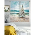 thumbnail image 3 of Coastal Christmas Tree Sheer Curtains 63 Inch Length 2 Panels Set for Living Room/Bedroom, Modern Oil Painting Beach Xmas Tree Curtain Sheers Drapes Rod Pocket Curtains Window Treatment 52''x63''x2, 3 of 7