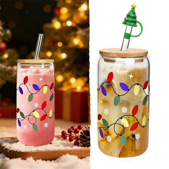 ZAYS Color Changing Cup Cute Glass Cups With Lids And Glass Iced Coffee Cups With Lids Reusable 18oz Travel Mug With Lid And Party