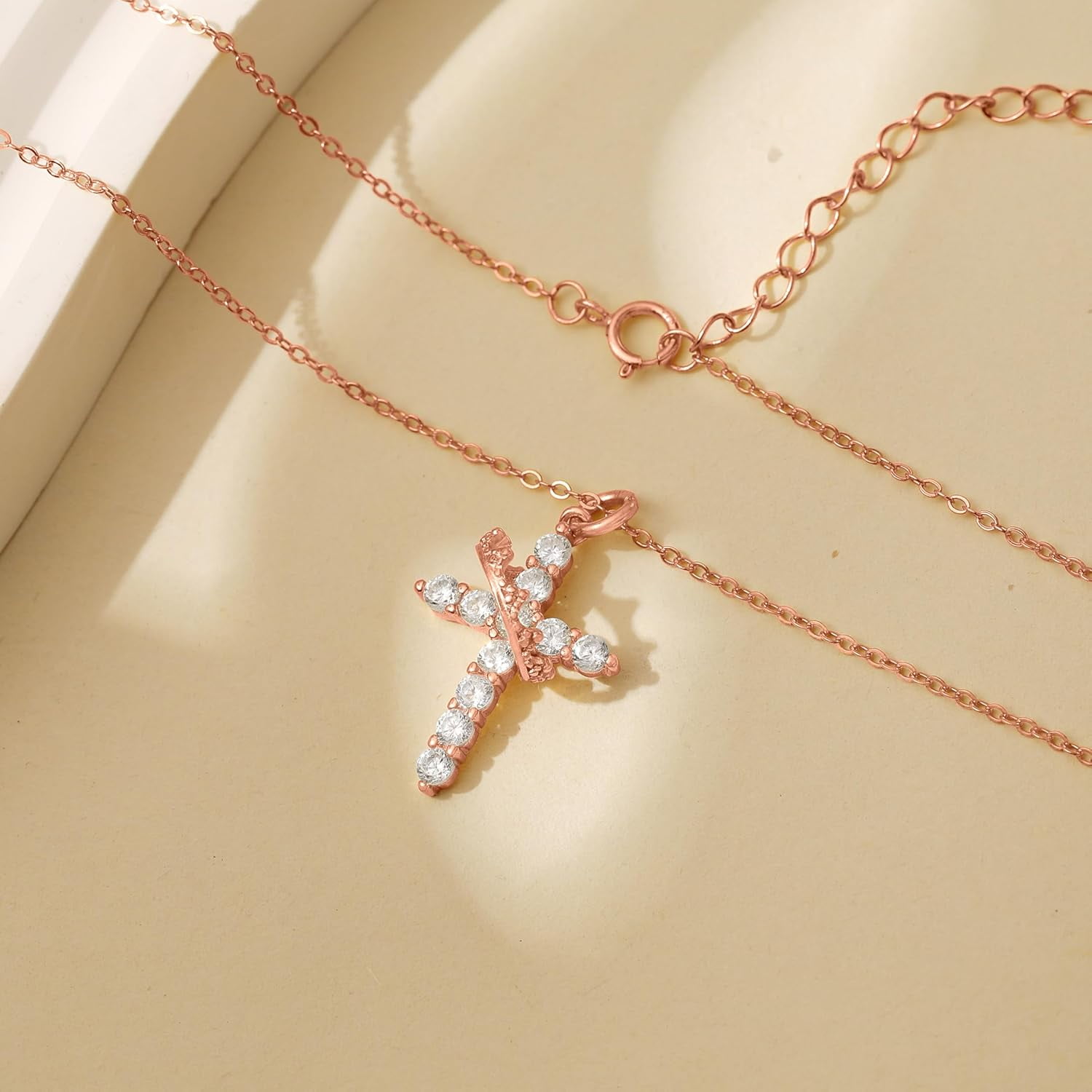 925 Sterling Silver Cross with Crown Necklace for Women Cubic Zirconia Pendant Necklaces Adjustable Choker Necklace Easter Christian Baptism Religious Christian Faith Jewelry Christmas Gifts