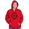 thumbnail image 3 of Compass Diamond Symbolic Spiritual Unisex Fleece Graphic Zip Up Hoodie Brisco Brands 2X, 3 of 5