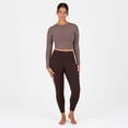 thumbnail image 5 of YITTY Active Women's UltraLuxe Long Sleeve Cropped Workout Top, Athleisure, 4-Way-Stretch, Taupe Brown, M, 5 of 6