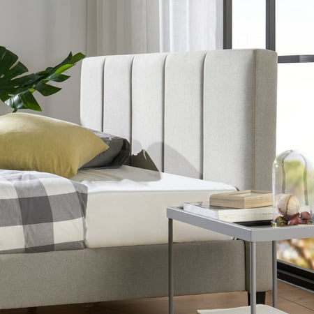 Zinus Maddon 35 Upholstered Platform Bed Frame Beige Adult Queen