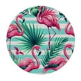thumbnail image 2 of Nawypu Outdoor Fitted Round Tablecloth Flamingo Banana Leaf Flannel White, 2 of 7