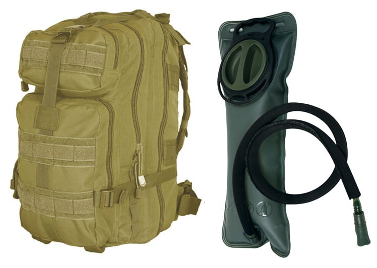 Coyote Tan Combat Survival Transport Medium 17" Bug-Out Bag BackPack MOLLE Military Rucksack Pack + 2.5 Liter 84... by