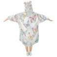 thumbnail image 2 of Wearable Blanket with Sleeves and Pocket Oversized Hooded Sweatshirt 3-14 YR Hand-drawn Pastel Colors Butterflies S, 2 of 7