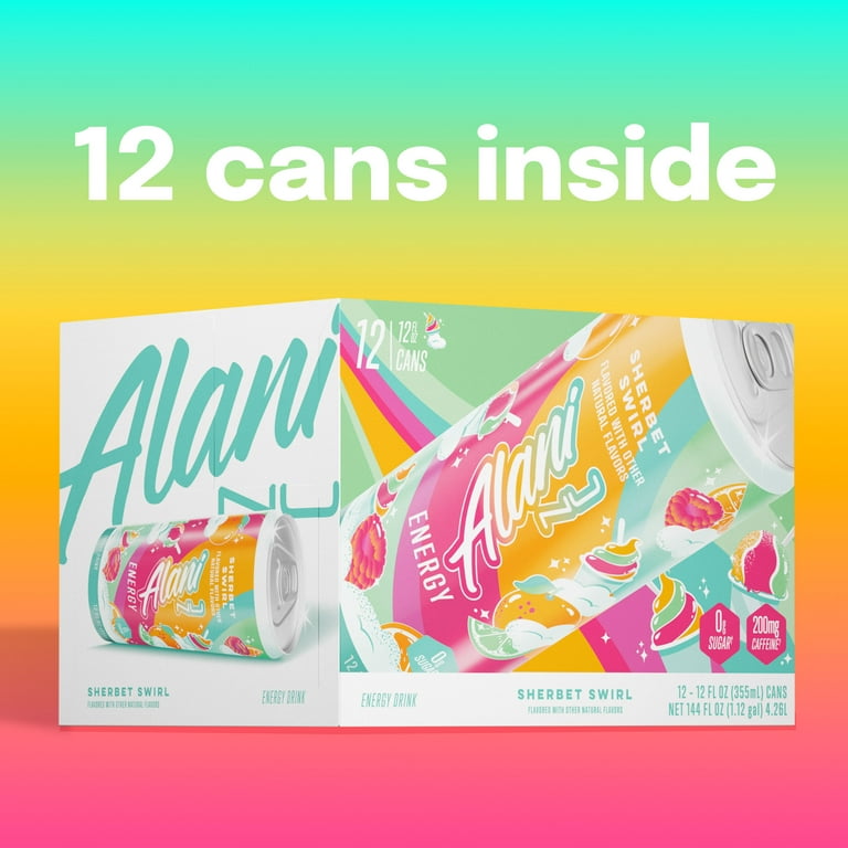 Alani Nu Sugar Free Energy Drink, Sherbet Swirl, 12 fl oz, 12 Pack