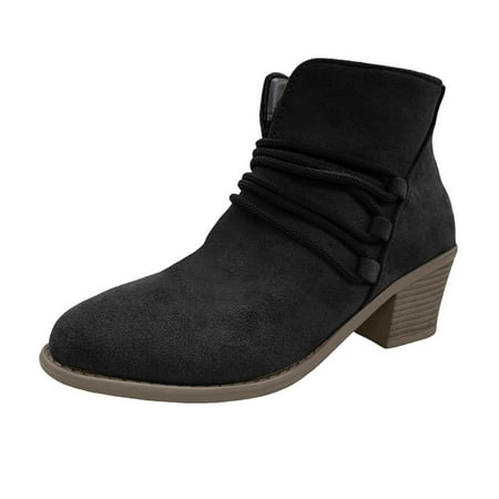 OJSFQUFP Non Slip Shoes for Women Women s Ankle Boot Fashion Boots Riding Boots for Women Comfortable Work Shoes for Women Comfort Boots for Women Black 40