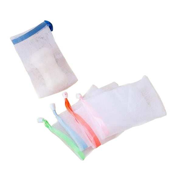 5 Pcs Exfoliating Soap Saver Net Bathroom Oragnizer Bar Drawstring